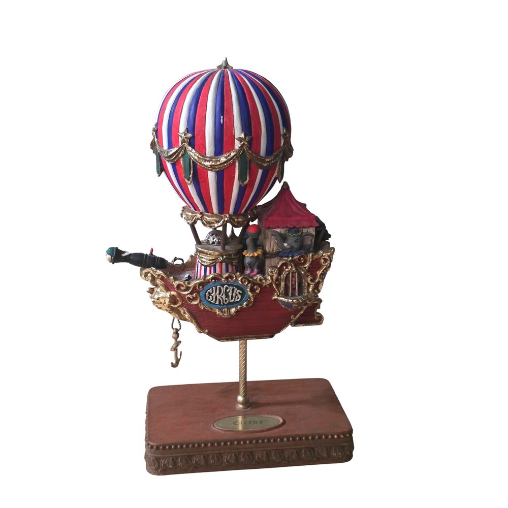Vintage Circus Hot Air Balloon Ship‎ Figurine Elephant Monkey Seal Decor